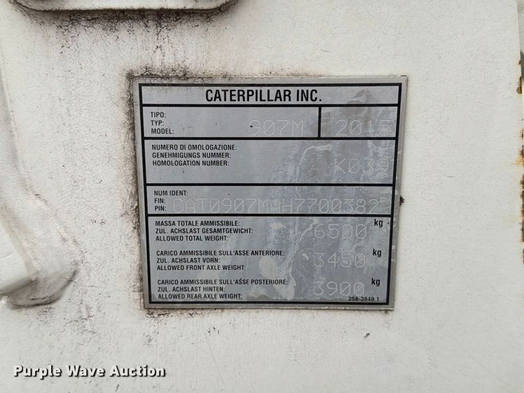 image for item EA0590 2015 Caterpillar 907M wheel loader