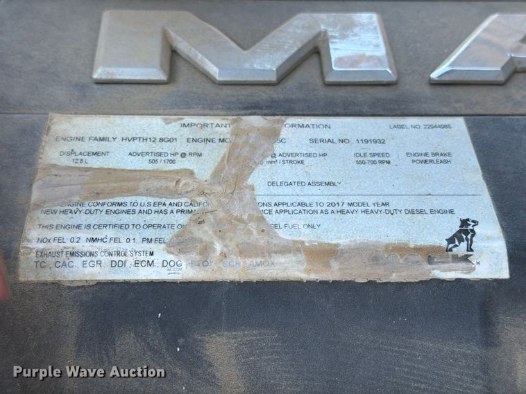 image for item EA0593 2018 Mack Anthem semi truck