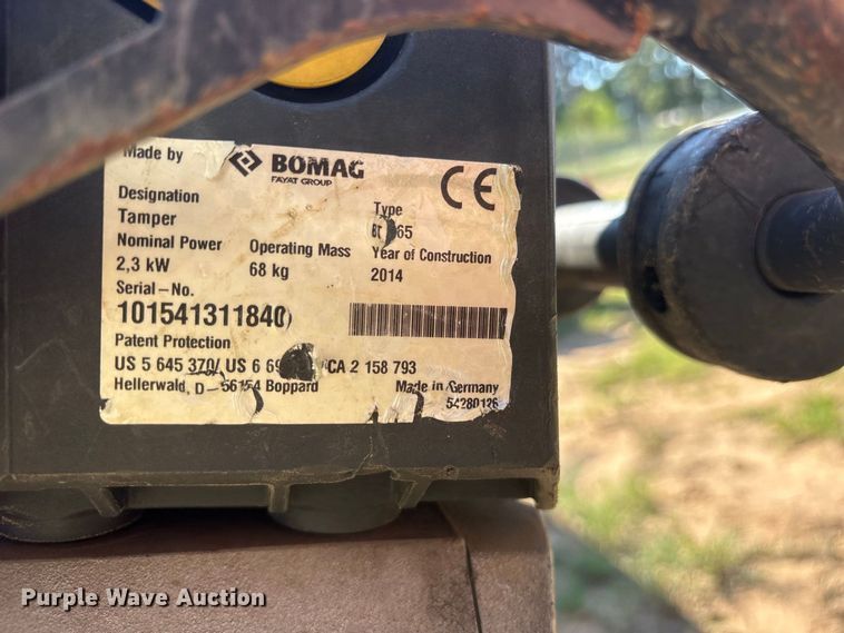 image for item ES8244 2014 Bomag BT65 plate compactor