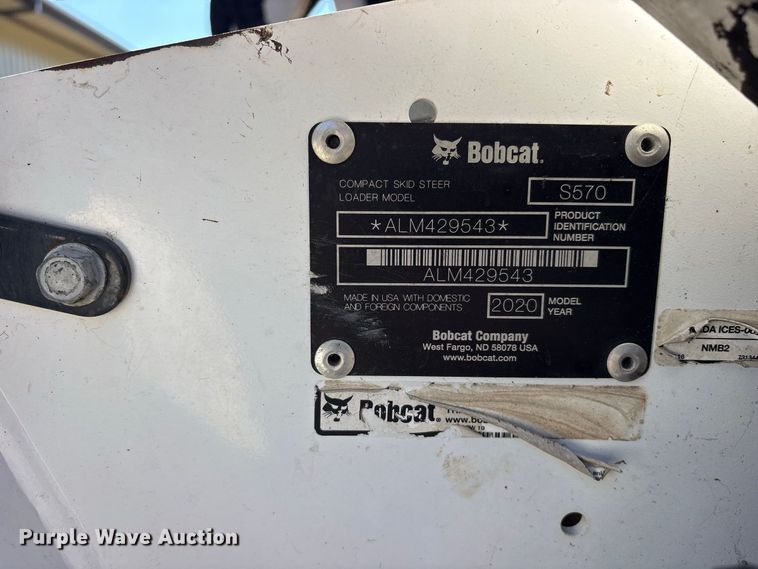 image for item ES8272 2020 Bobcat S570 skid steer loader