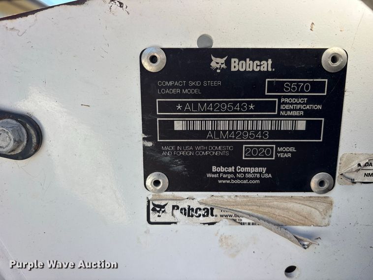 image for item ES8272 2020 Bobcat S570 skid steer loader
