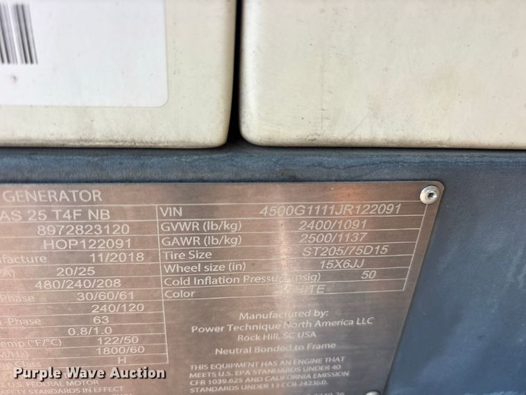 image for item ES8301 2018 Atlas Copco QAS25 T4F NB generator