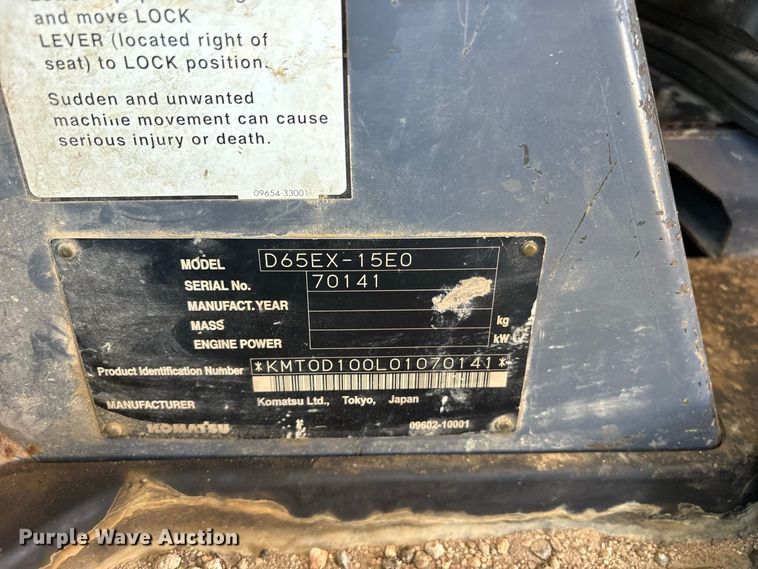 image for item ES8307 2007 Komatsu D65EX-15 dozer