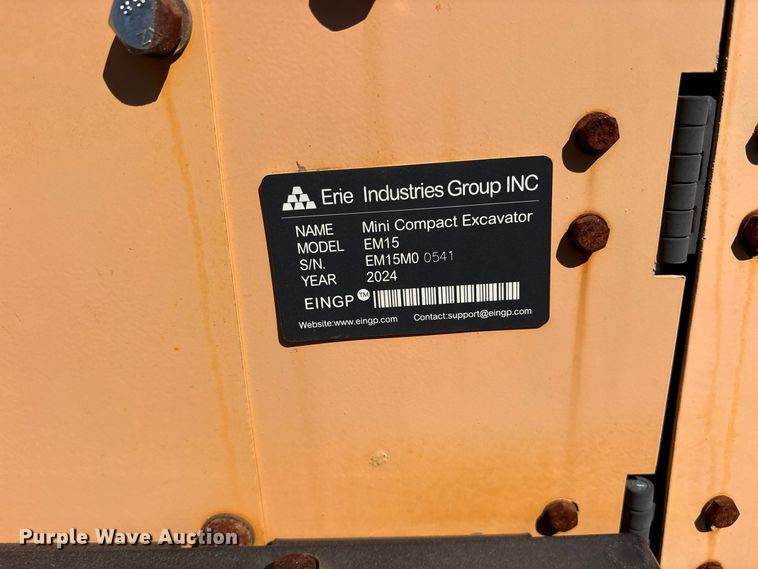 image for item ES8369 2024 Erie EM15 mini excavator