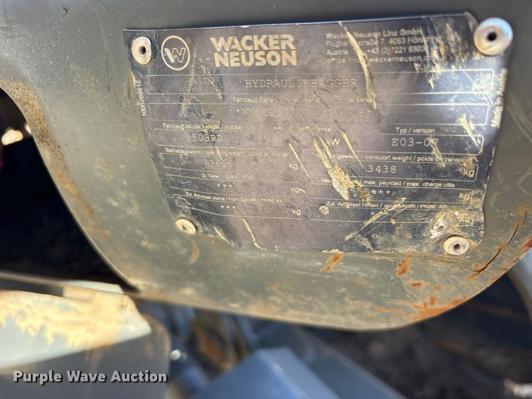 image for item ES8458 Wacker Neuson 3503RD mini excavator