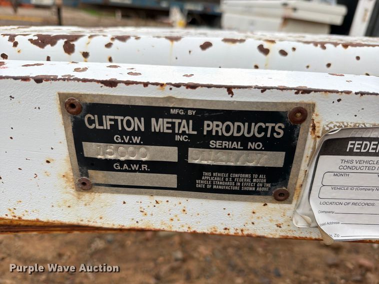 image for item EW1000 1992 Clifton Metal Products pole trailer