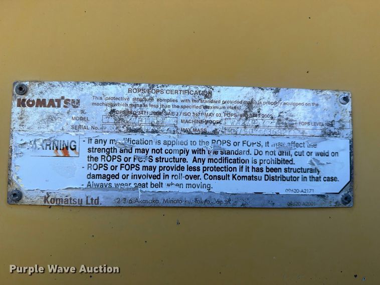 image for item EX1080 2016 Komatsu WA270 wheel loader