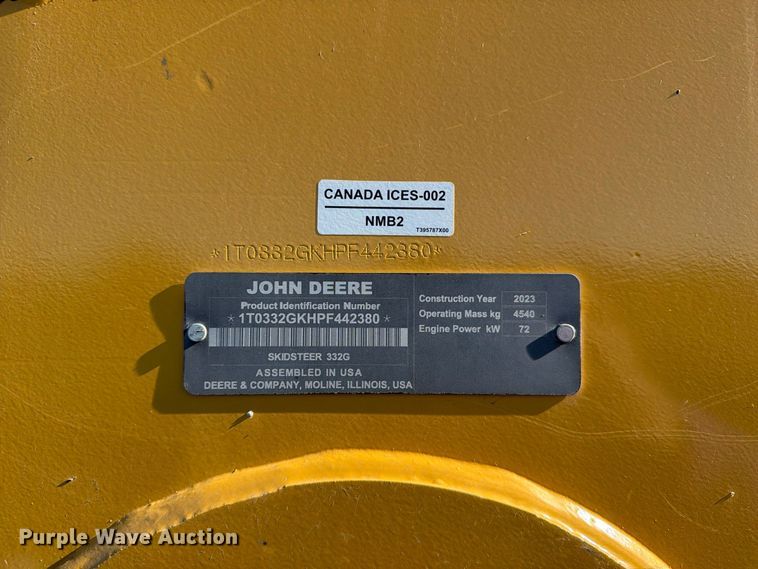 image for item EX1081 2023 John Deere 332G skid steer loader