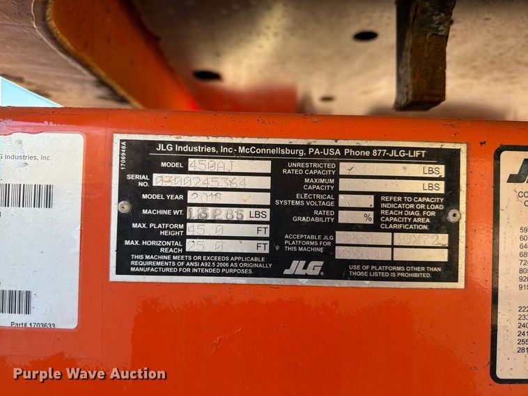 image for item EX1084 2018 JLG 450AJ boom lift