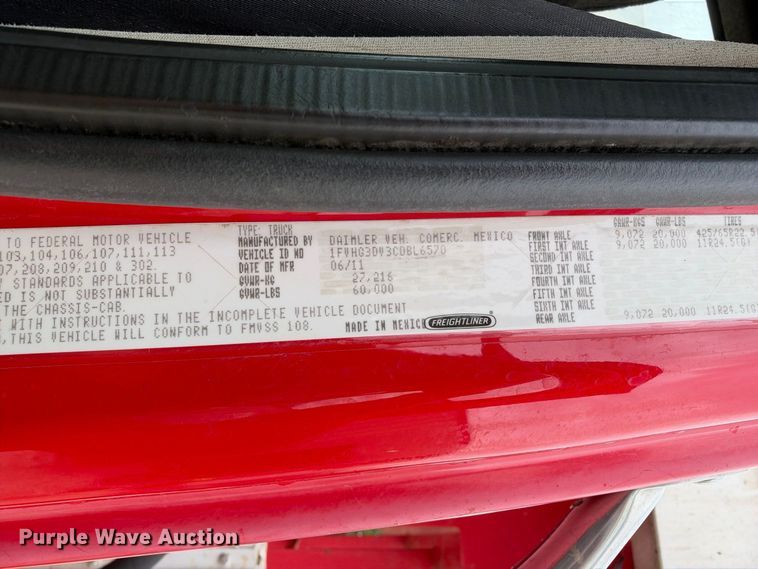 image for item EX2473 2012 Freightliner 114 SD dump truck