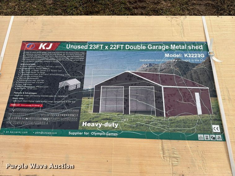 image for item EX4410 KJ K2223G double garage metal shed