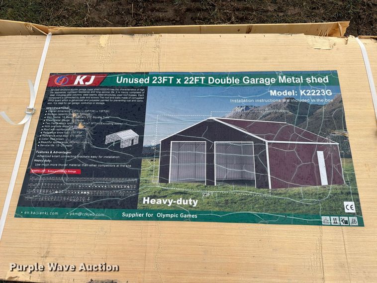 image for item EX4413 KJ K2223G double garage metal shed