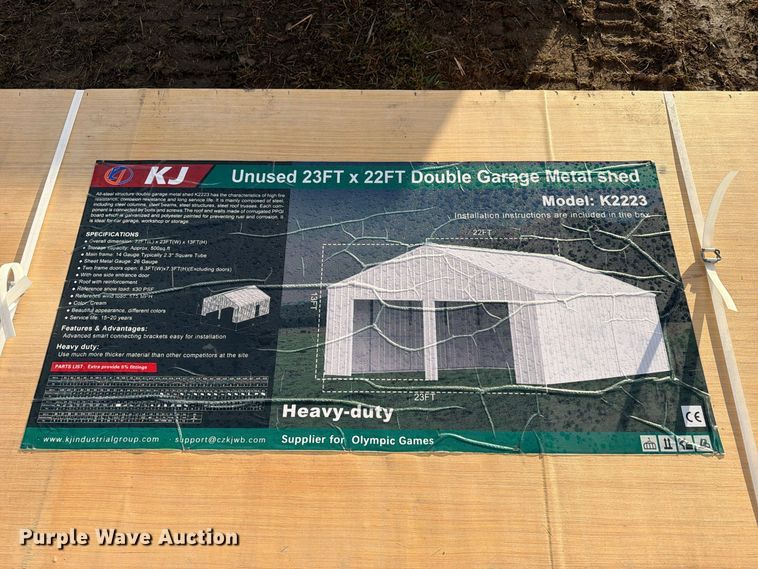 image for item EX4417 KJ K2223 double garage metal shed