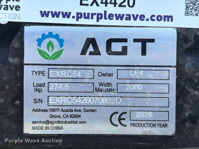 image for item EX4420 2026 AGT EXRC54 excavator brush cutter