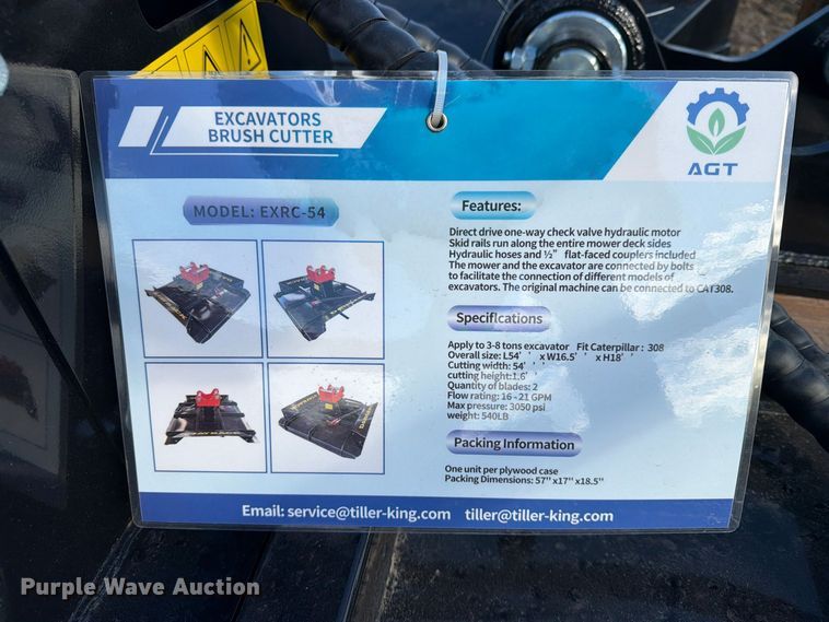 image for item EX4421 2026 AGT EXRC54 excavator brush mower