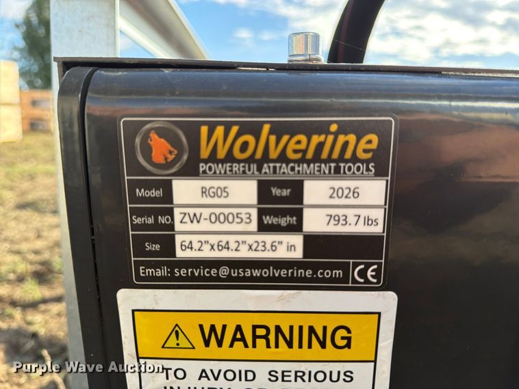 image for item EX4423 2026 Wolverine RG05 skid steer five-claw rock and tree transport attachment 