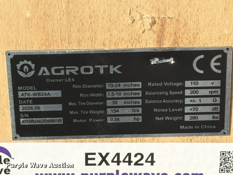 image for item EX4424 2026 AGROTK ATK-WB24A tire balancer