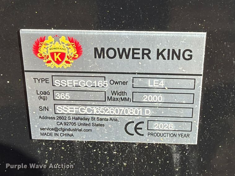 image for item EX4425 2026 Mower King SSEFGC165 heavy duty mower