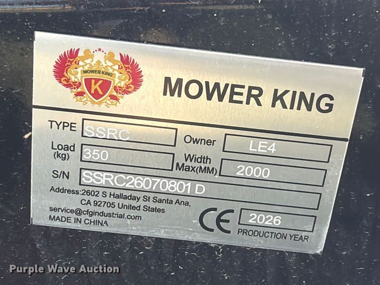 image for item EX4427 2026 Mower King SSRC skid steer brush mower