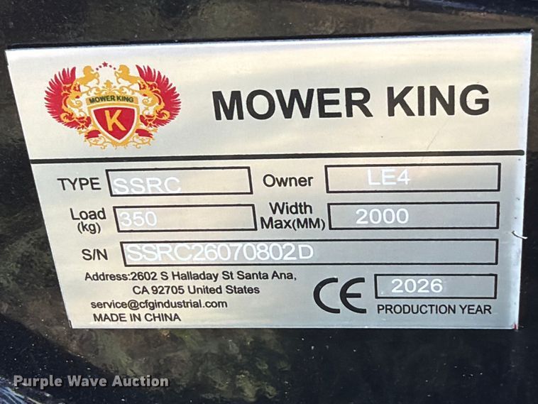 image for item EX4428 2026 Mower King SSRC skid steer brush mower