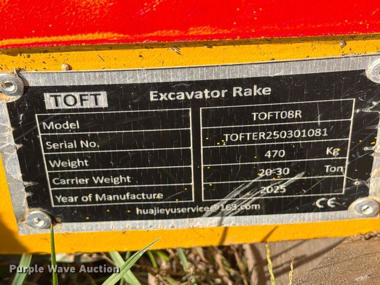 image for item EX4432 2025 TOFT TOFTO8R excavator rake
