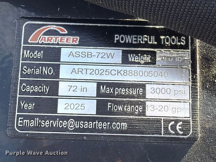 image for item EX4433 2025 Arteer ASSB-72W skid steer broom