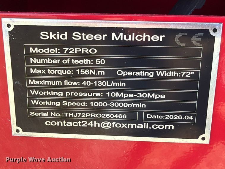 image for item EX4435 2026 Captok CK-72PRO skid steer mulcher