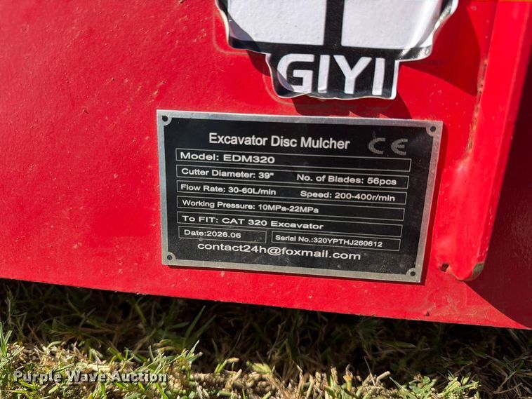 image for item EX4441 2026 GIYI EDM320 excavator disc mulcher