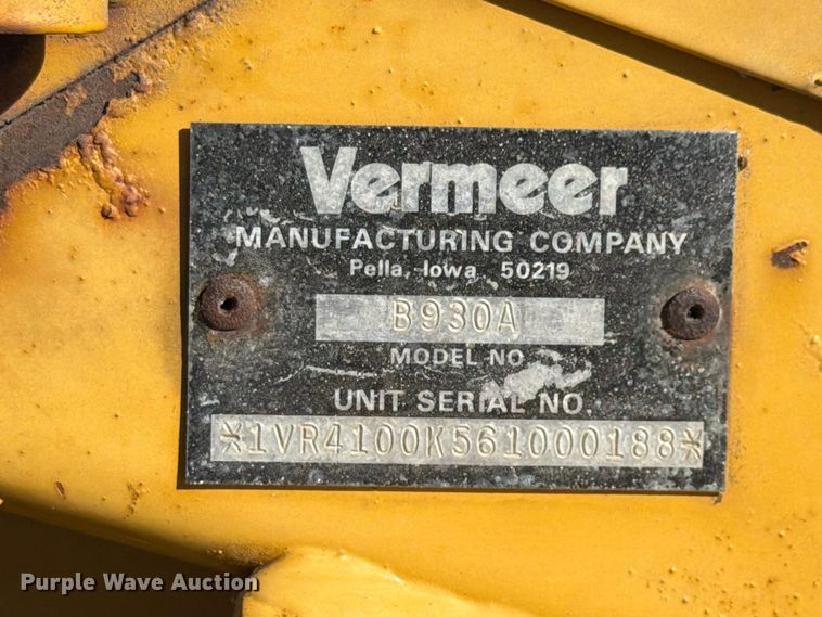image for item EX4646 2006 Vermeer B930A backhoe attachment