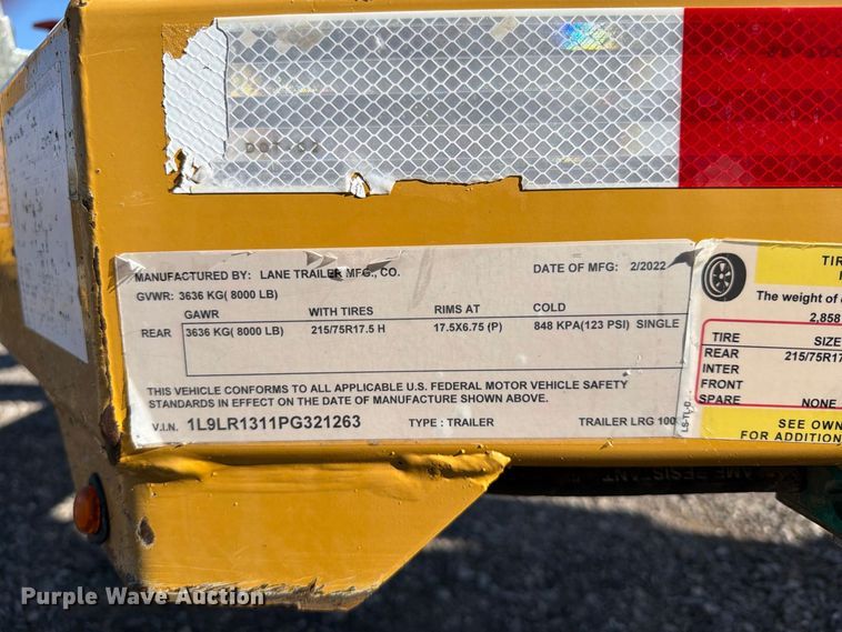 image for item FB5186 2023 Vermeer MFG  Lane Trailer LRG 1008 reel trailer
