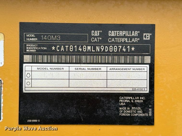 image for item FC0013 2017 Caterpillar 140M3 motor grader
