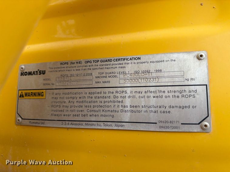 image for item FC0015 2018 Komatsu PC490LC-11 excavator