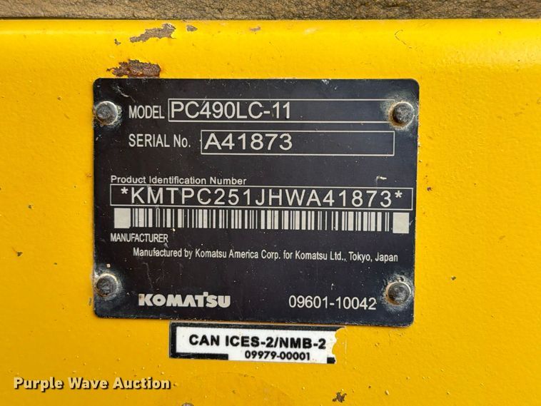 image for item FC0015 2018 Komatsu PC490LC-11 excavator
