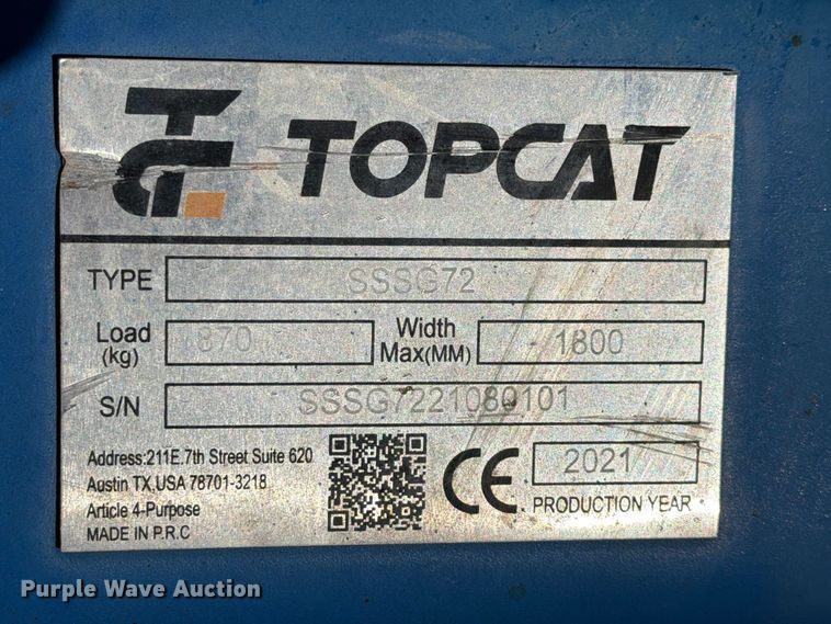 image for item FC0070 2021 Topcat SSSG72 skid steer grader