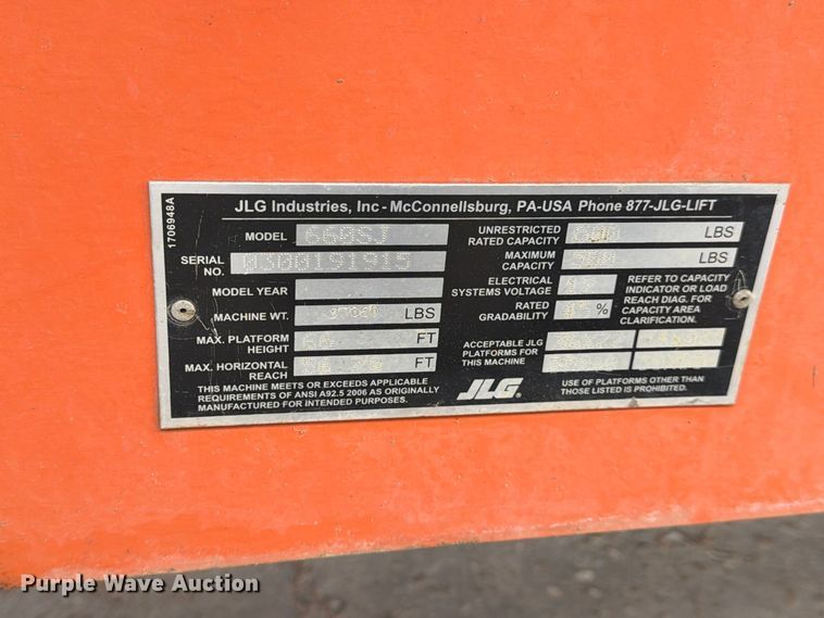 image for item FC0491 JLG 660SJ boom lift