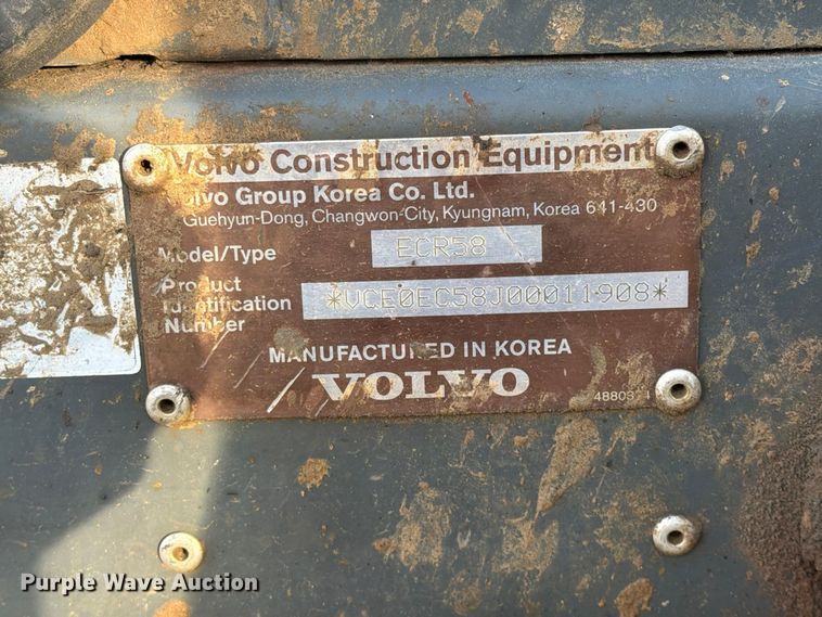 image for item FI0456 2007 Volvo ECR58 mini excavator