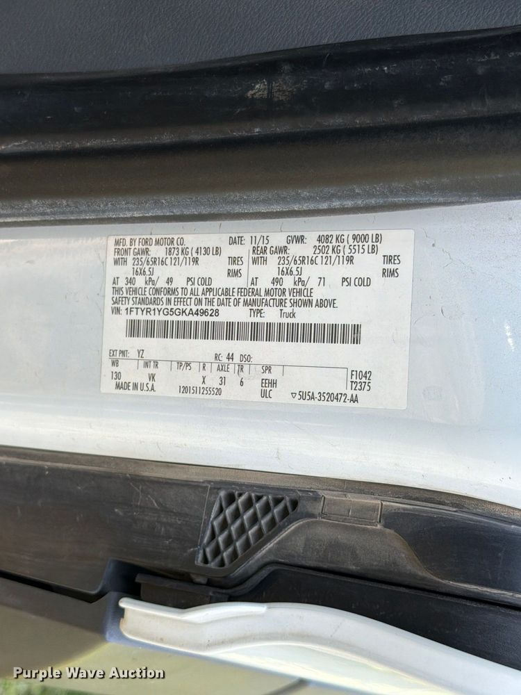 image for item FK3958 2016 Ford Transit 250 delivery van