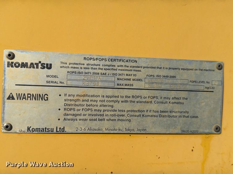 image for item FM8013 2014 Komatsu WA270-7 wheel loader