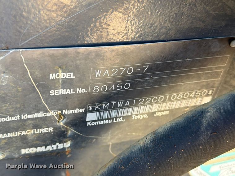 image for item FM8013 2014 Komatsu WA270-7 wheel loader