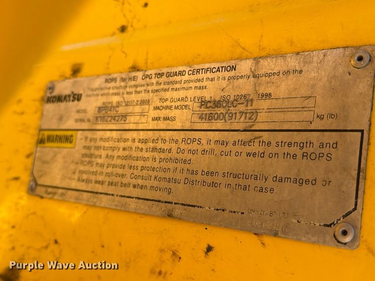 image for item FM8015 2017 Komatsu PC360LC-11 excavator
