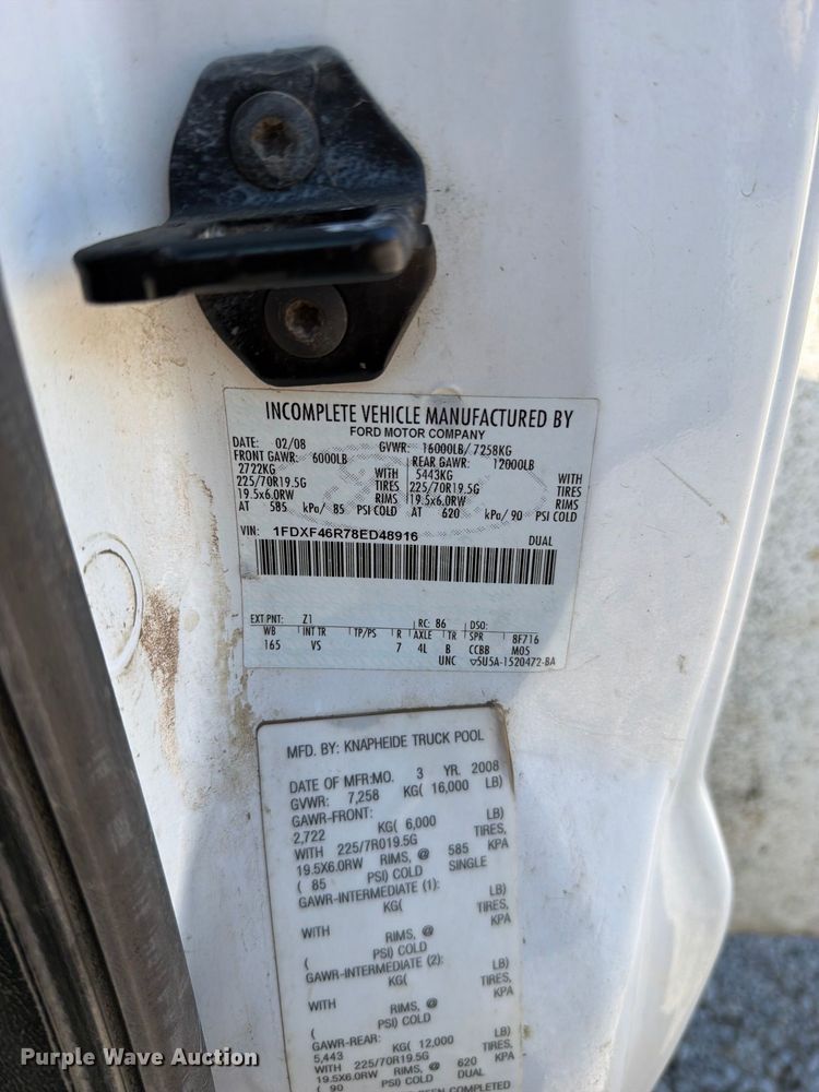 image for item FN5896 2008 Ford F450 Super Duty XL utility / service truck