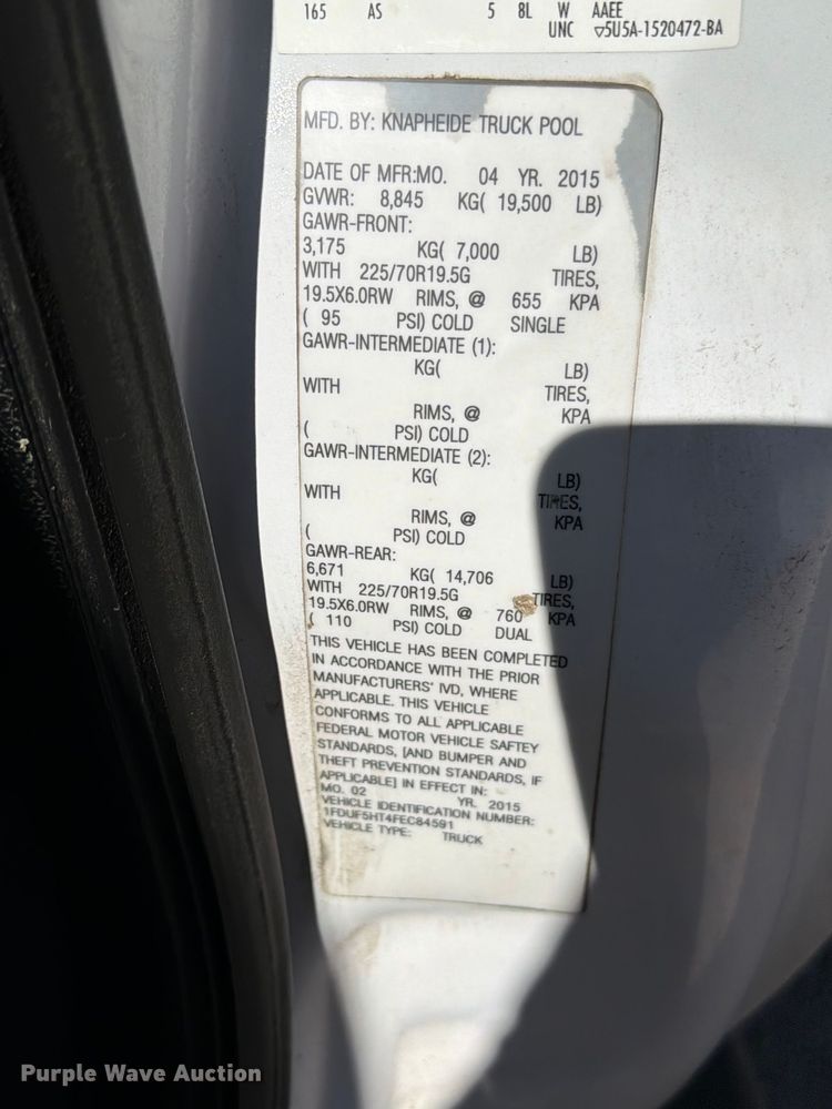 image for item FN5900 2015 Ford F550 Super Duty XL utility / service truck