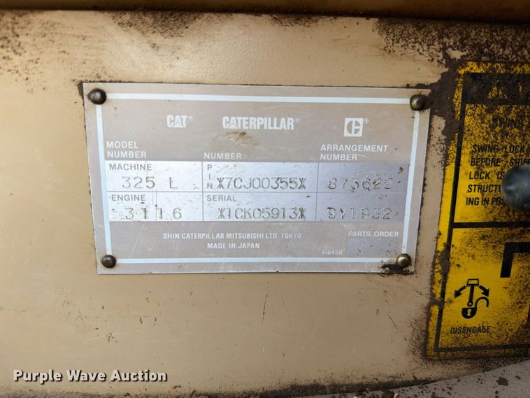 image for item FN5906 1992 Caterpillar 325 L excavator