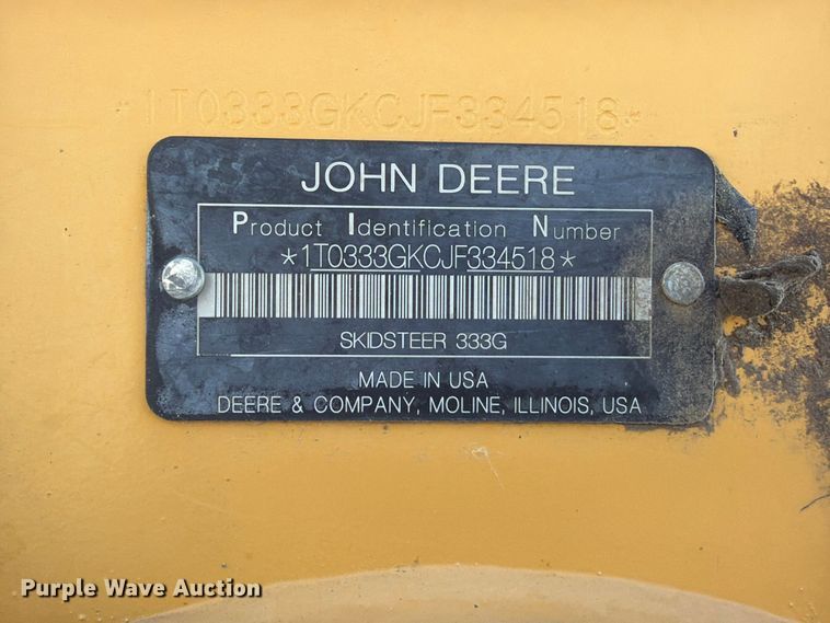 image for item FP3165 2018 John Deere 333G tracked skid steer loader