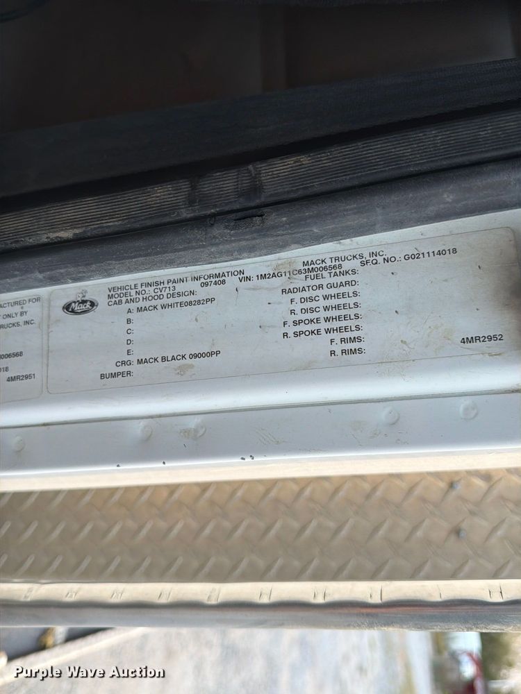 image for item FP3166 2003 Mack CV713 vacuum truck