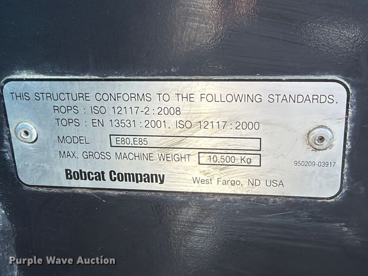 image for item FP3185 2013 Bobcat E85M mini excavator