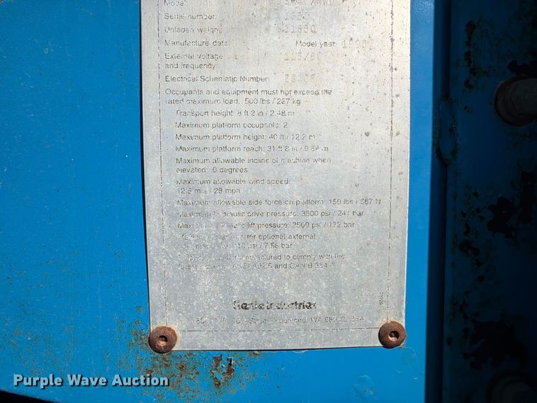 image for item FP3187 1998 Genie S-40 boom lift