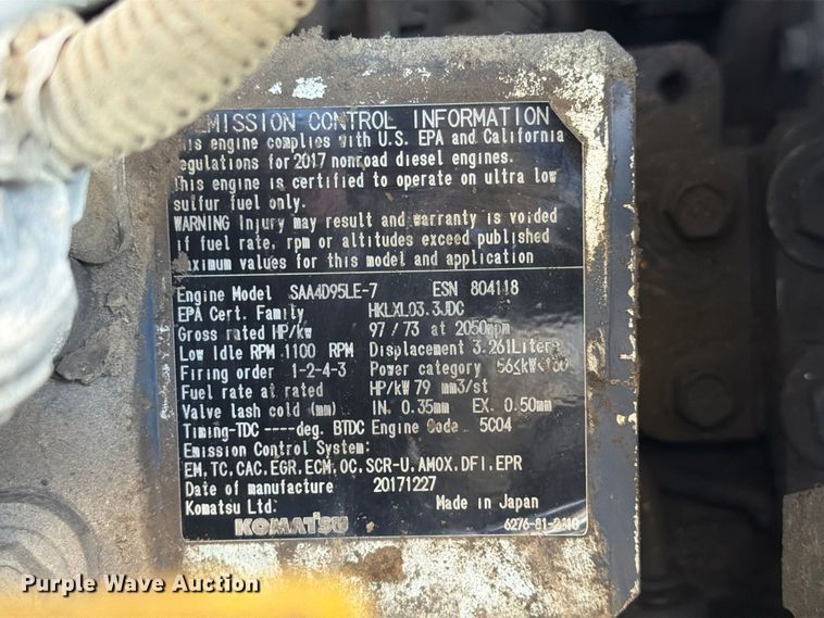 image for item FP3189 2018 Komatsu PC138USLC-11 excavator