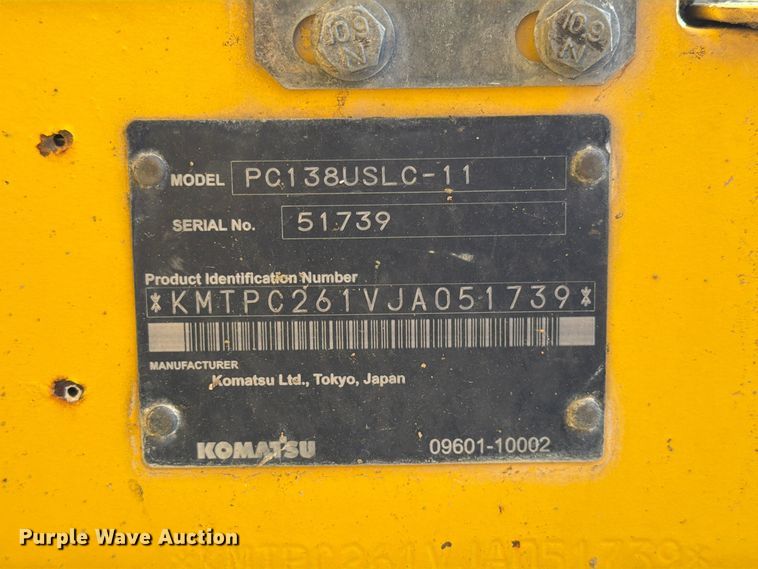 image for item FP3189 2018 Komatsu PC138USLC-11 excavator