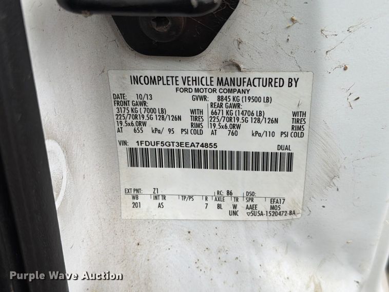 image for item FT5000 2014 Ford F550 box truck